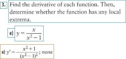 Find the derivative of each function. Then, determine whether the function has any-example-1