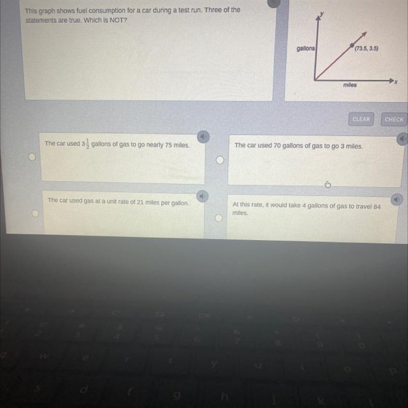 This graph shows fuel consumption for a car during a test run three of the statements-example-1