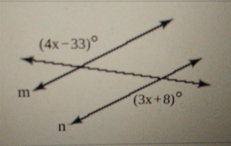 Find the value of x for which m parallels nthe value of x for which m paralles n is-example-1