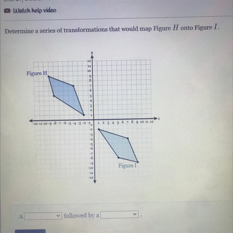 Determine a series of transformations that would map Figure H onto Figure L.-example-1