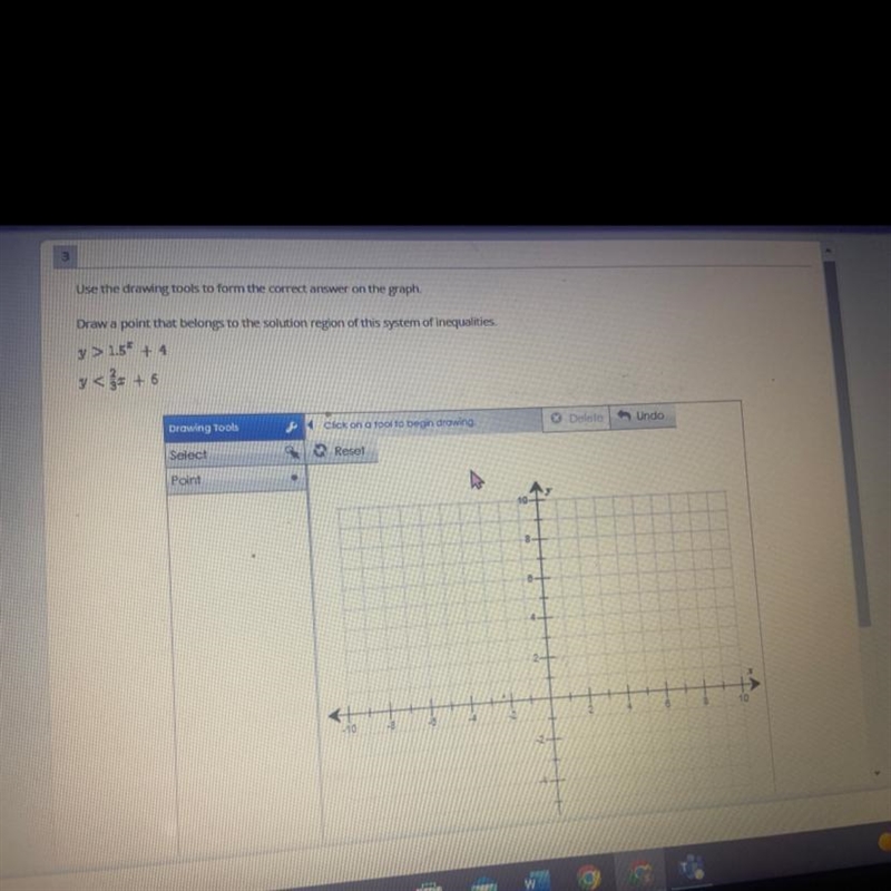 Draw a point that belongs to the solution region of this system of inequalities-example-1