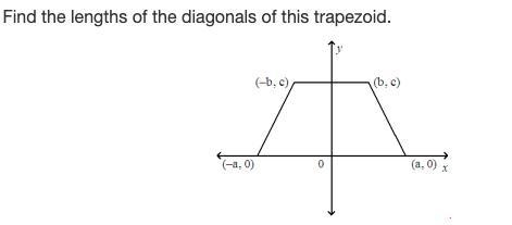 Find the lengths of the diagonals of this trapezoid. (image attached)thank you ! :)-example-1