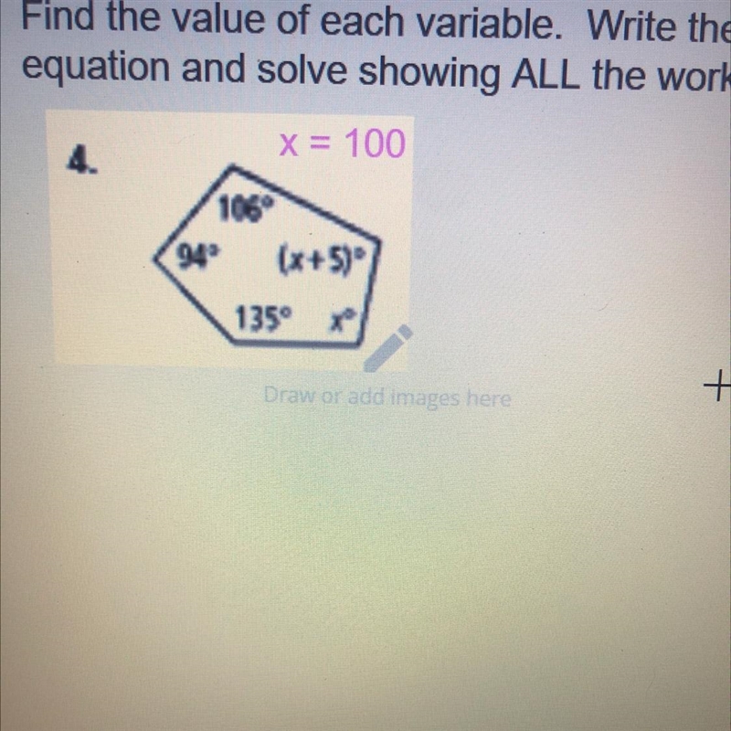 Find the value of each variable. Write theequation and solve showing ALL the work-example-1