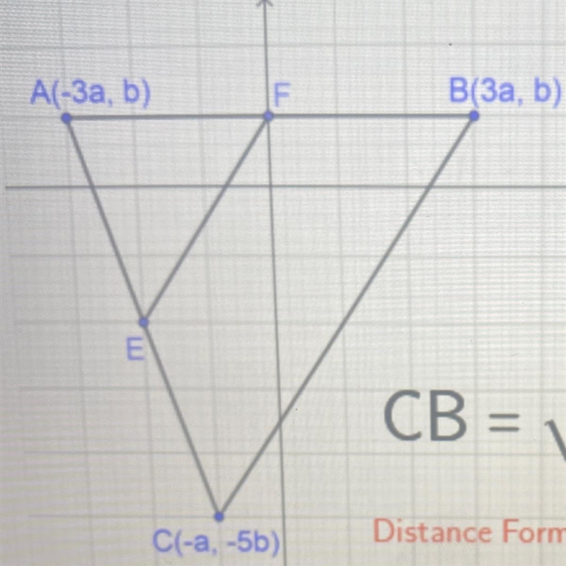 Enter the values needed to find thelength CB. (Simplify your answer.)A(-3a, b)FB(3a-example-1