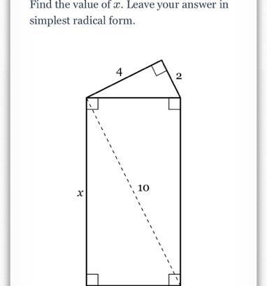 Please help! Find x Keep it in radical form-example-1