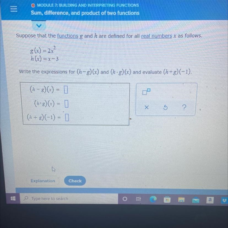 Suppose that the functions g and are defined for all real numbers x as follows. g-example-1