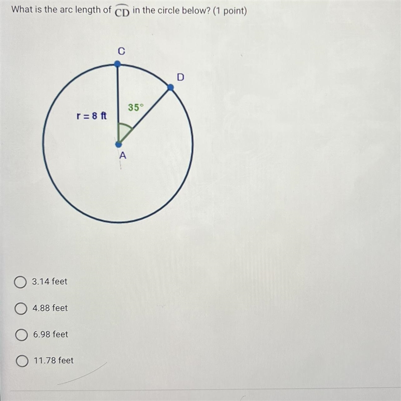 What is the arc length of CD in the circle below?-example-1