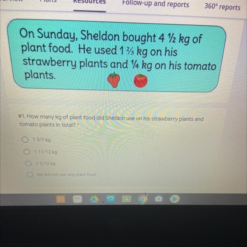 How many kg of plant food did Sheldon use on his strawberry plants and tomato plants-example-1