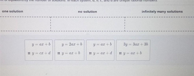 classify each system of equations by the number of solutions. In each system, a,b-example-1