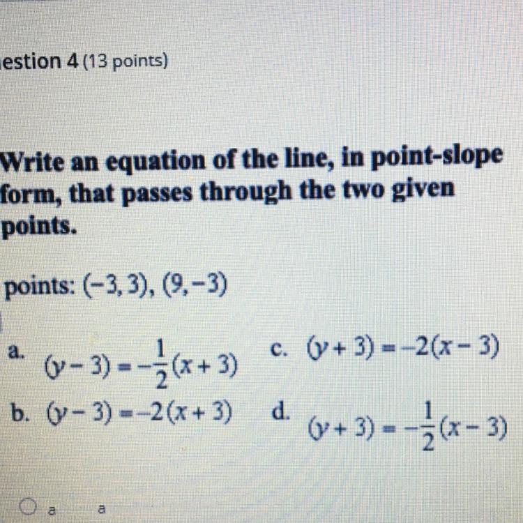 Write an equation of the line, point-slope form, that passes through the two given-example-1