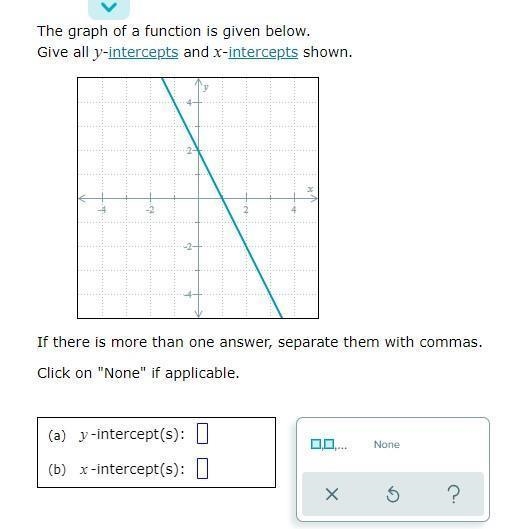 What are all y and x intersects shown on the attached?-example-1