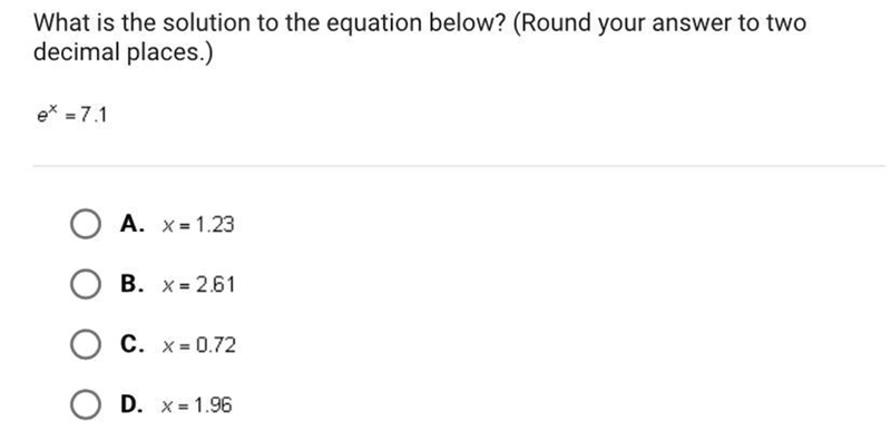 What is the solution to the equation below? (Round your answer to twodecimal places-example-1