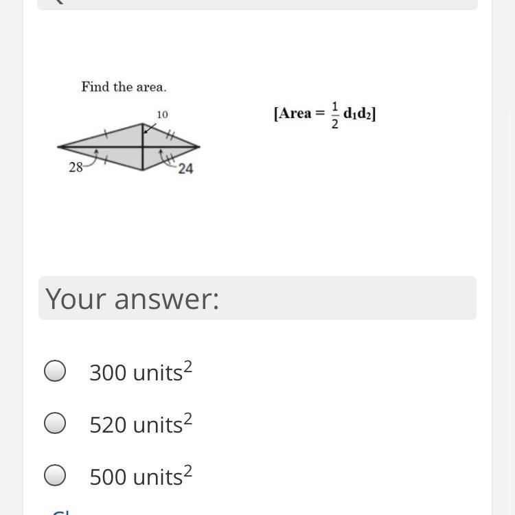 Find the area A. 300 units B. 520 C. 500 units-example-1