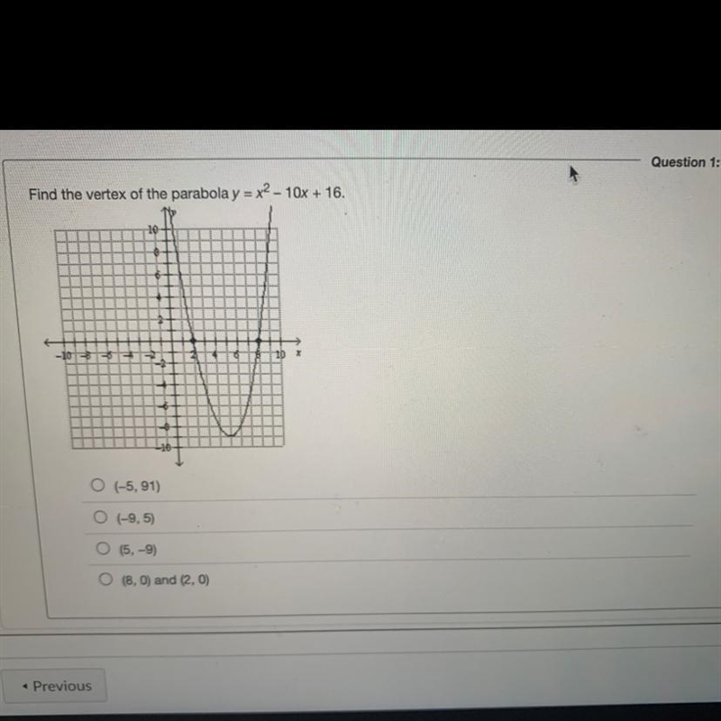 ILL MARK BRAINILEST !! 80 POINTSQuestion 1: 11 ptsFind the vertex of the parabola-example-1