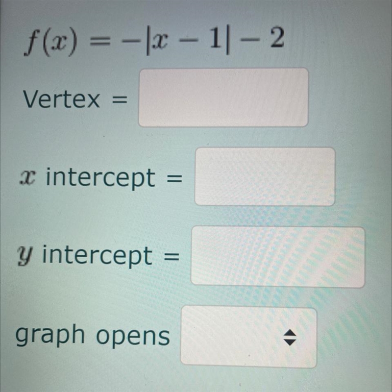 Identify the vertex intercepts and weather of the graph of the function below opens-example-1