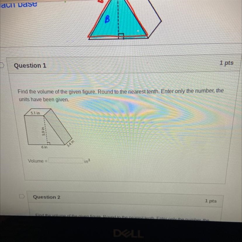 Find the volume of the given figure. Round to the nearest tenth. Enter only the number-example-1