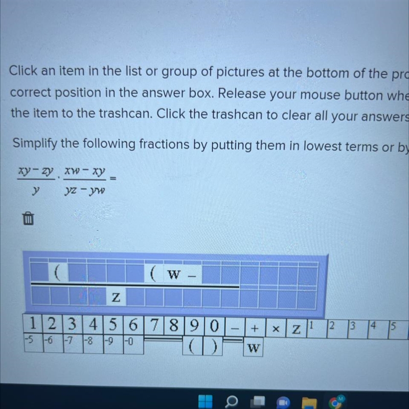 Simplify the following fractions by putting them in lowest terms or by performing-example-1