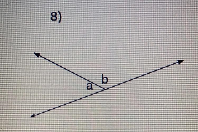 Identify the indicated angles as Adjacent, vertical, linear, or complimentary-example-1