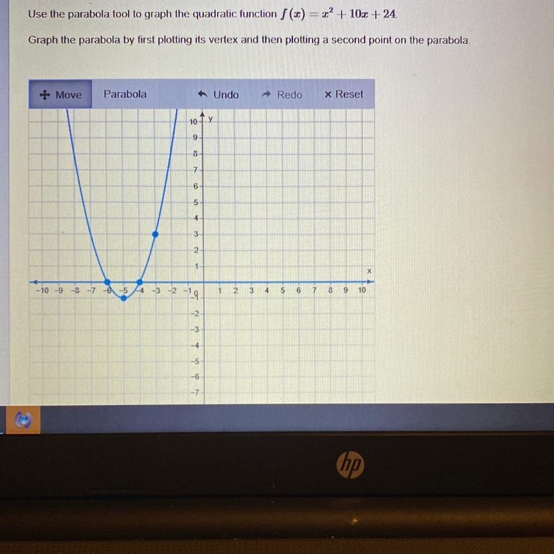 Use the parabola tool to graph the quadratic function y=-x^2 – 2x + 8Graph the parabola-example-1