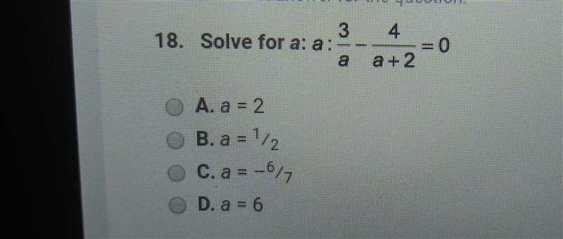 Solve for a: a 3 - 4. =0 a. a+2-example-1