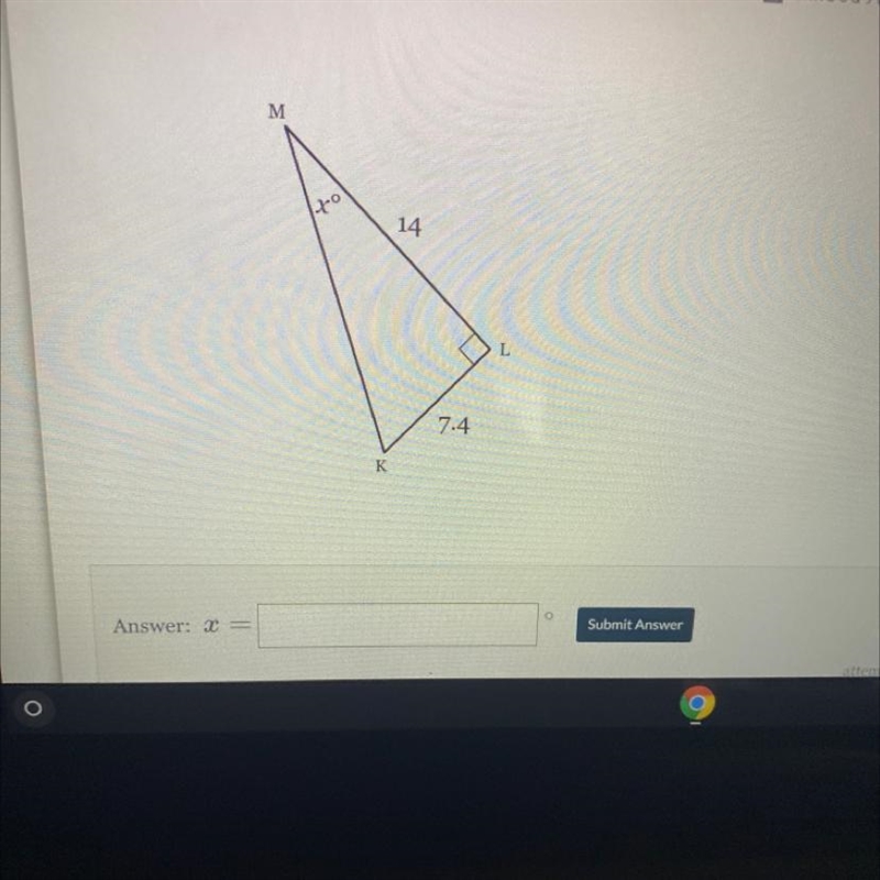 Solve for x. Round to the nearest tenth of a degree, if necessary.-example-1