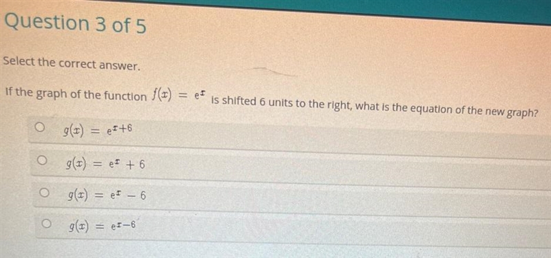 Is shifted 6 units to the right what is the equation of the new graph?-example-1