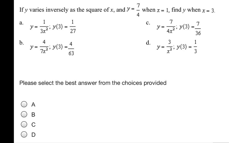 The answer to this equation no steps needed for me just needed a,b,c or d-example-1