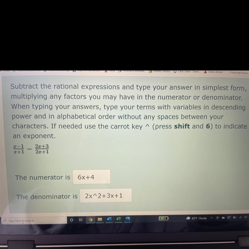 Subtract the rational expressions in simplest form. Is this correct?-example-1