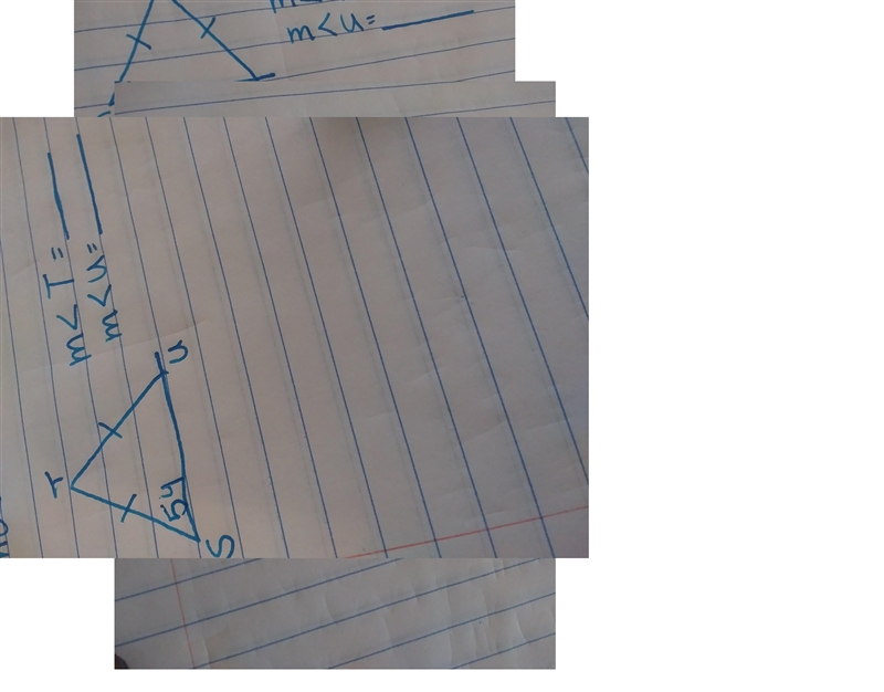 I need help find the measurements of two angles on a triangle.-example-1