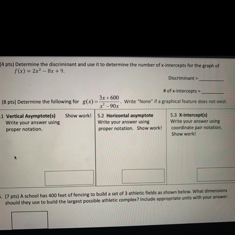 determine the following for g(x) = 3x+600 / x^2 - 90xwrote none if a graphical feature-example-1