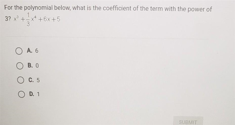 For the polynomial below, what is the coefficient of the term with the power of 3? x-example-1