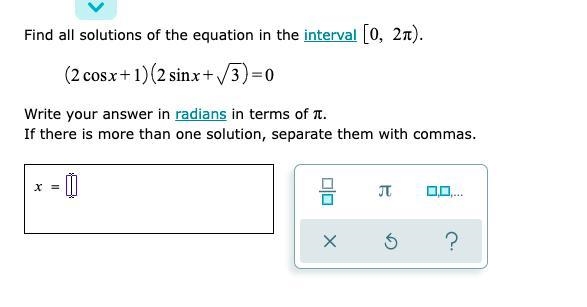 Finding solutions in an interval for a trigonometric equation in factored form-example-1