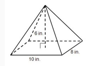 Find the volume of the rectangular pyramid A) 160 in^3B) 480 in^3C) 360 in^3D) 240 in-example-1