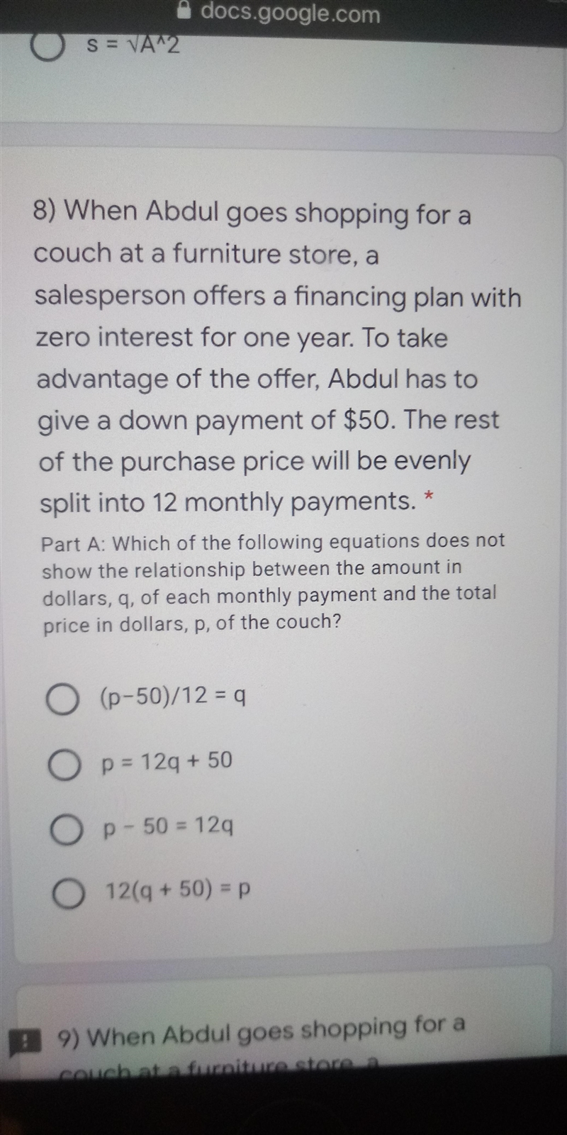 8) When Abdul goes shopping for a couch at a furniture store, a salesperson offers-example-1