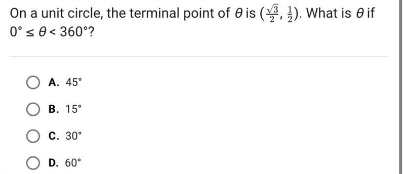 On a unit circle the terminal point of 0 is-example-1