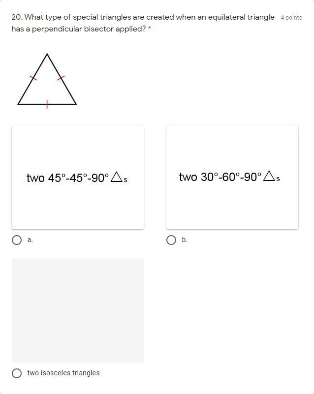 70 PTS! What type of special triangles are created when an equilateral triangle has-example-2