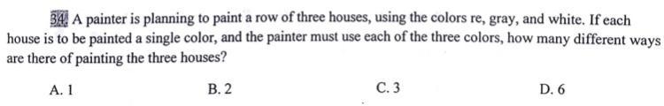 A painter is planning to paint a row of three houses, using the colors re, gray, and-example-1