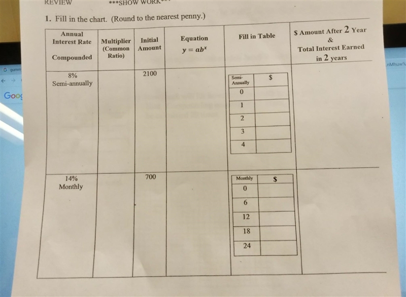 NO LINKS!! Fill in the chart. (Round to the nearest penny)​-example-1