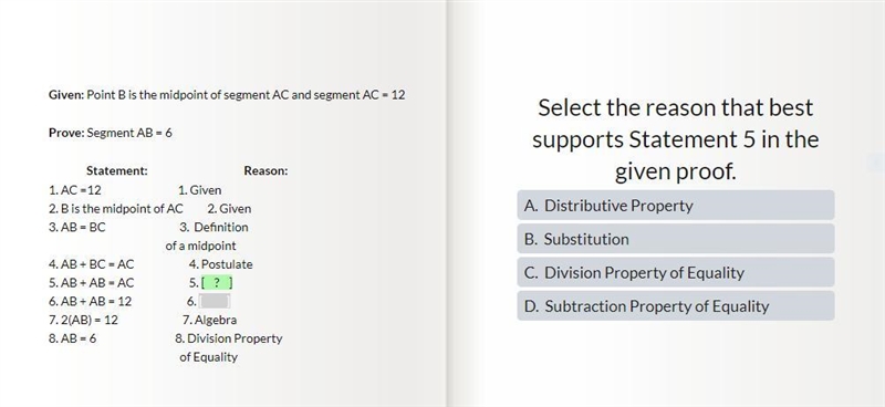 Select the reason that best supports statement 5 in the given proof-example-1