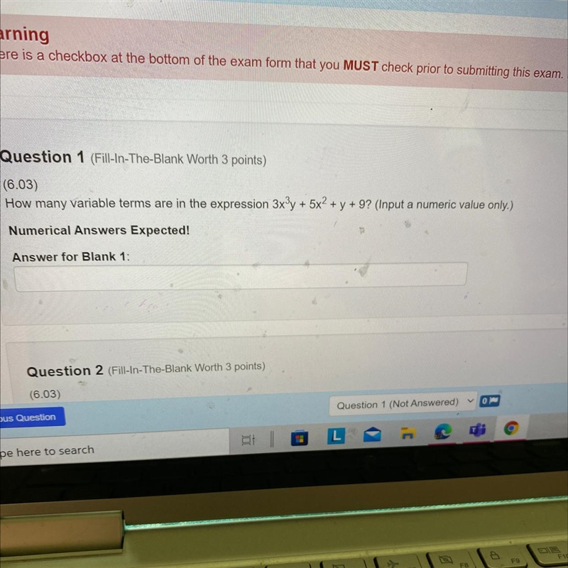 Question 1 (Fill-In-The-Blank Worth 3 points) (6.03) How many variable terms are in-example-1