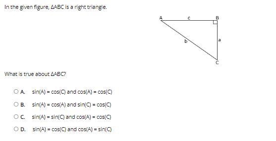 In the given figure, ΔABC is a right triangle. What is true about ΔABC? (file is attached-example-1