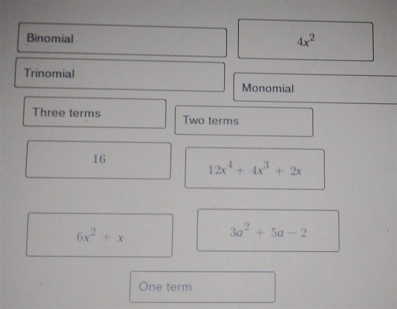 Place the cards in 3 groups based on the type of polynomial-example-1