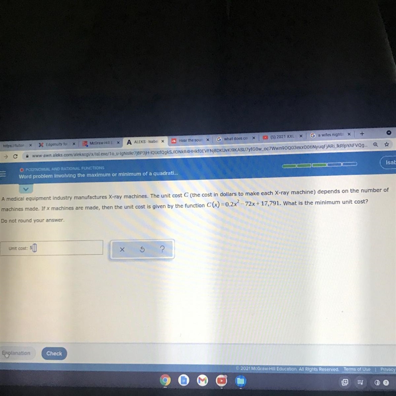 Word problem involving the maximum or minimum DA medical equipment industry manufactures-example-1