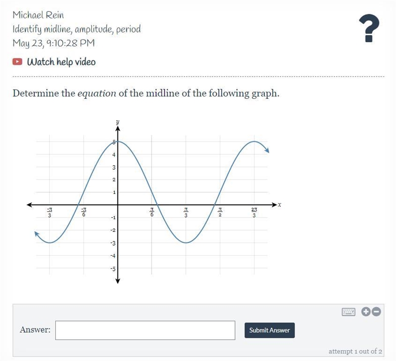 Determine the equation of the midline of the following graph.-example-1