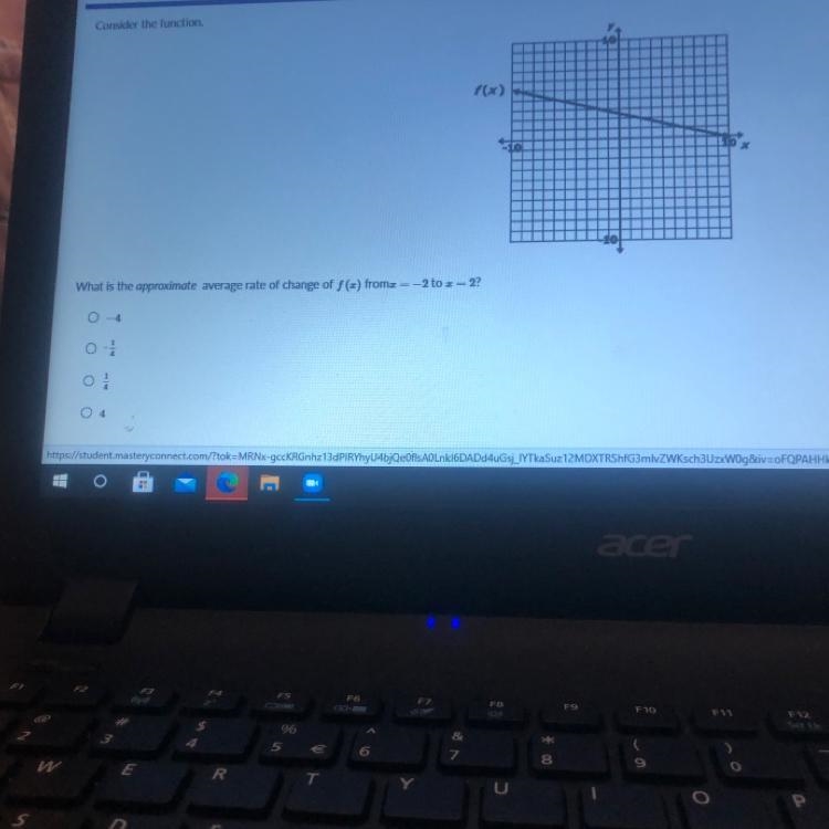 Consider the function.f(x)What is the approximate average rate of change of f(z) fromz-example-1