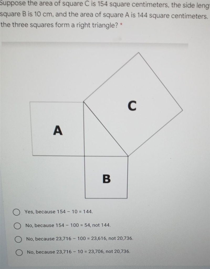 suppose the area of square feet is 157 square cm the side length of square B is 10 cm-example-1