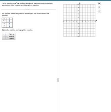 For the equation y = x^2, (a) create a table with at least three ordered pairs that-example-1