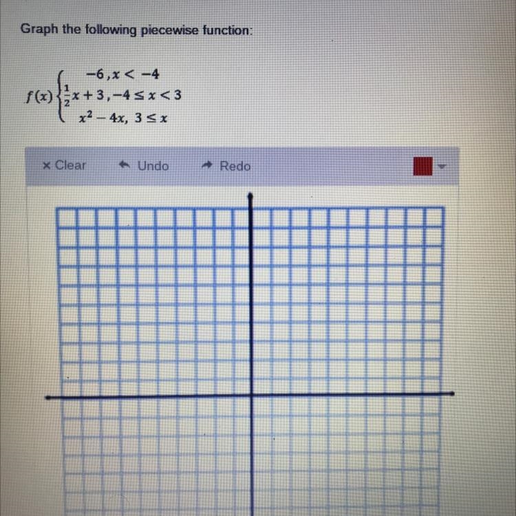 Graph the following piecewise function:-6, x < -4f(x)=x+3,-4-example-1