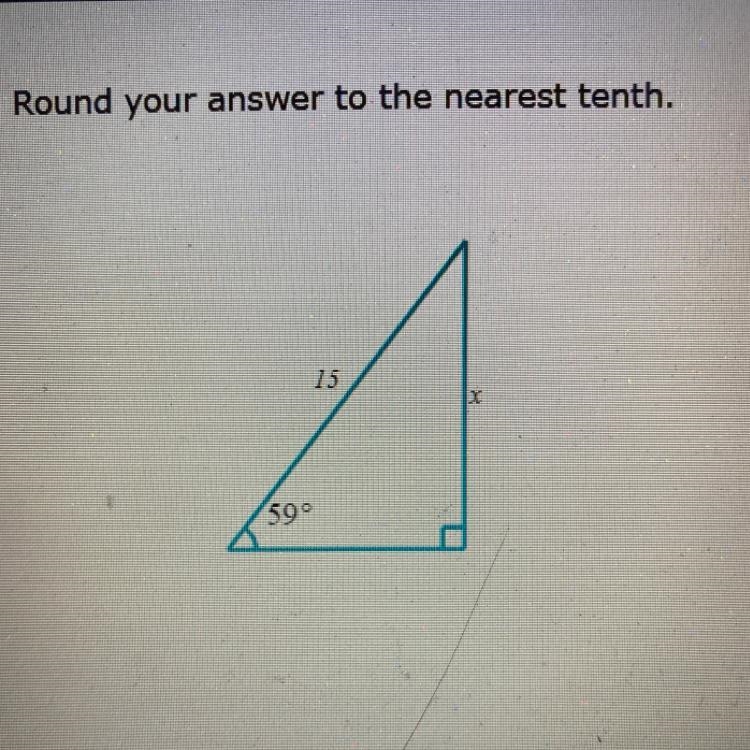 Solve for x in the triangle. Round your answer to the nearest tenth.-example-1