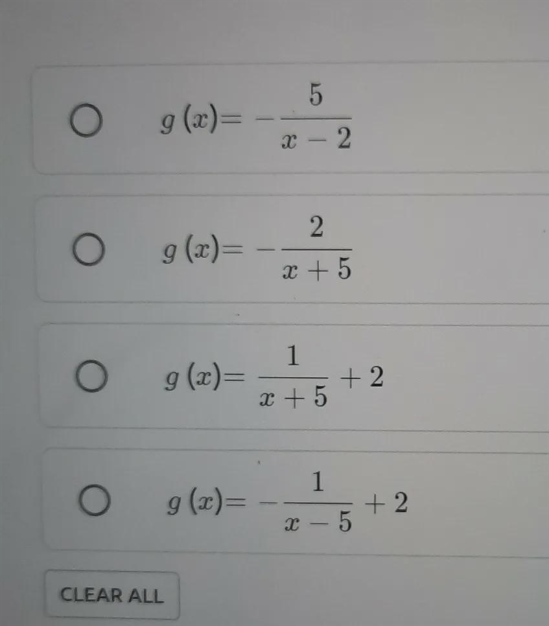 the function g(x) was obtained by transforming f(x)=1/x Use the description of the-example-1